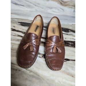 BRASS BOOT Men's Loafer Style Shoes 12M Brown‎ Moc Toe India Hand Made Leather